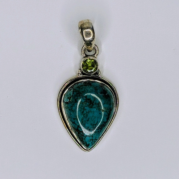 Jewelry - Turquoise Peridot Pendant S925 Sterling Silver